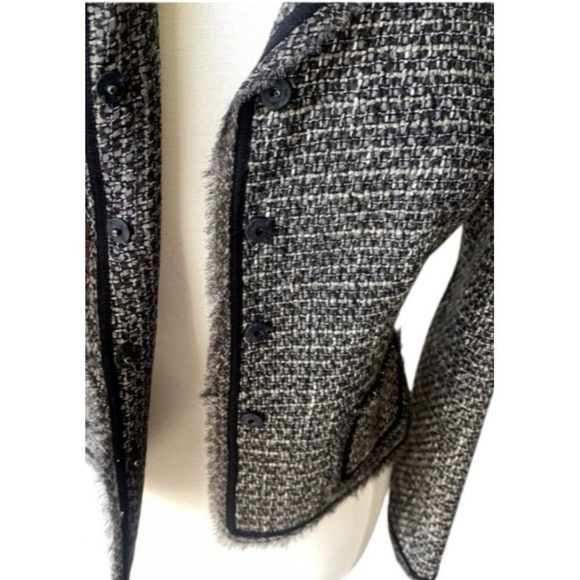Bergdorf Goodman Grey Brown Silk Lined Wool Tweed High-end Blazer Size S - Picture 7 of 16
